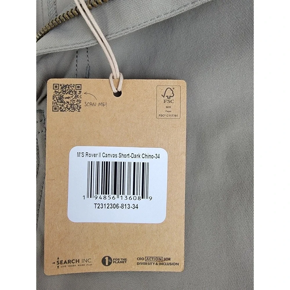 Toad&Co Rover II Canvas Shorts Men's 34 New With Tags Hiking Outdoor Chino